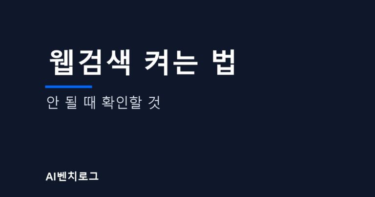 웹검색 켜는 법, 안 될 때 확인할 것 글의 표지 이미지