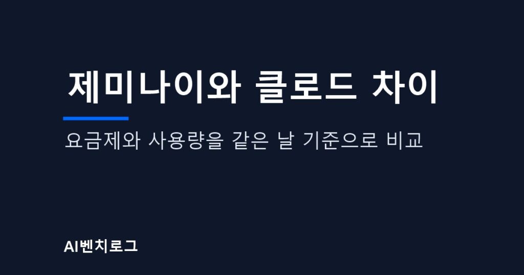 제미나이와 클로드 차이, 요금제와 사용량을 같은 날 기준으로 비교 글의 표지 이미지